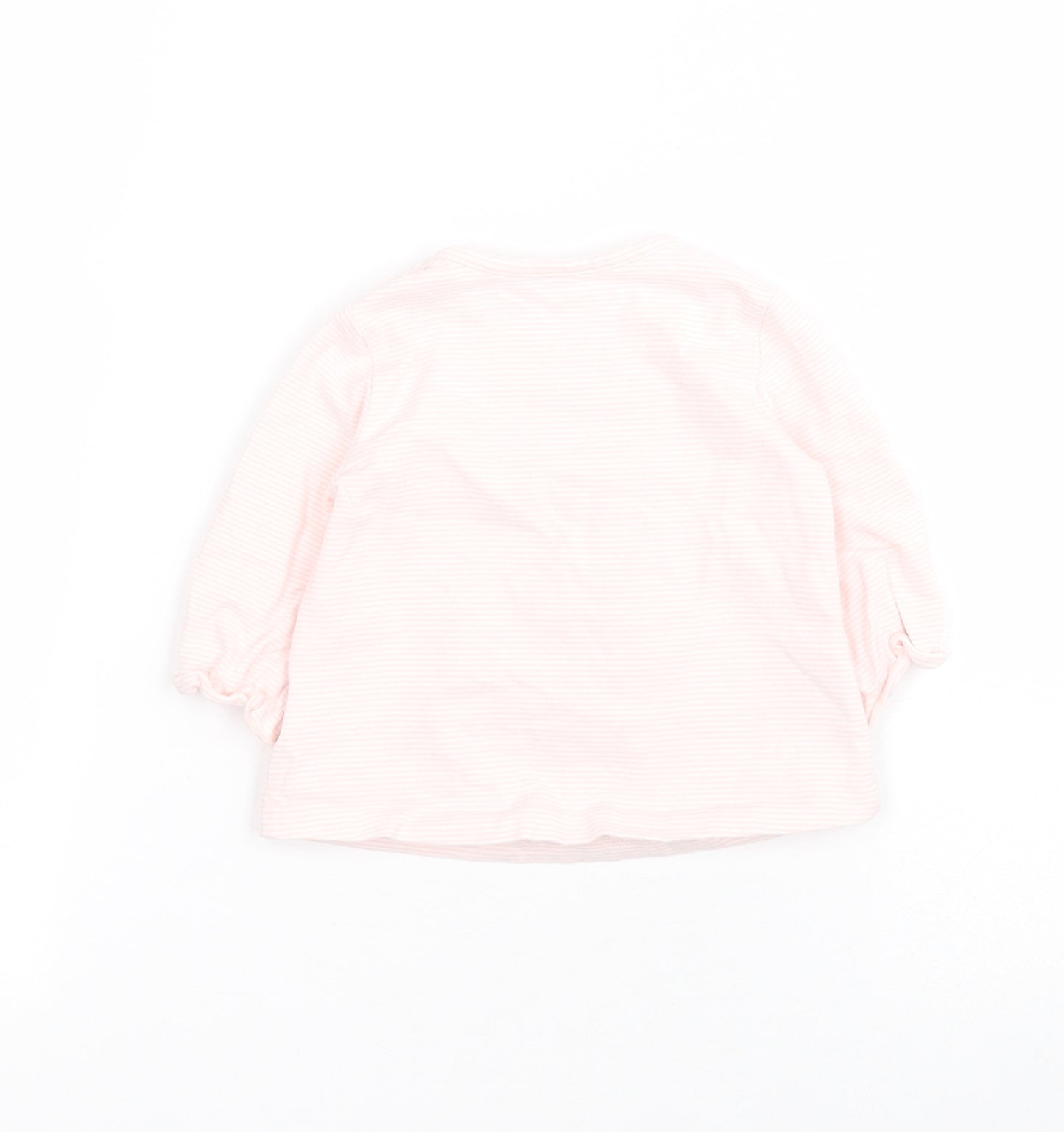 NEXT Baby Pink Striped Cotton Pullover T-Shirt Size 0-3 Months Round Neck Snap - Up to 1 month