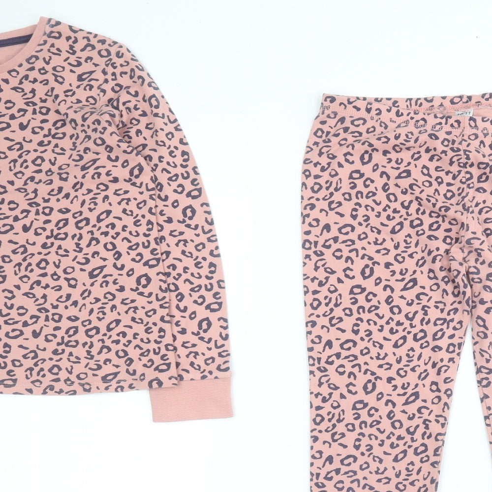 George Girls Pink Animal Print Cotton Top Pyjama Set Size 10-11 Years  Pullover
