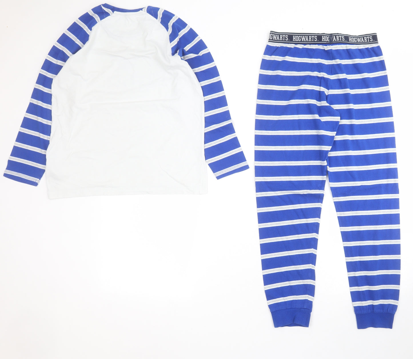 Marks and Spencer Boys Blue Striped Cotton  Pyjama Set Size 10-11 Years  Pullover - Ravenclaw