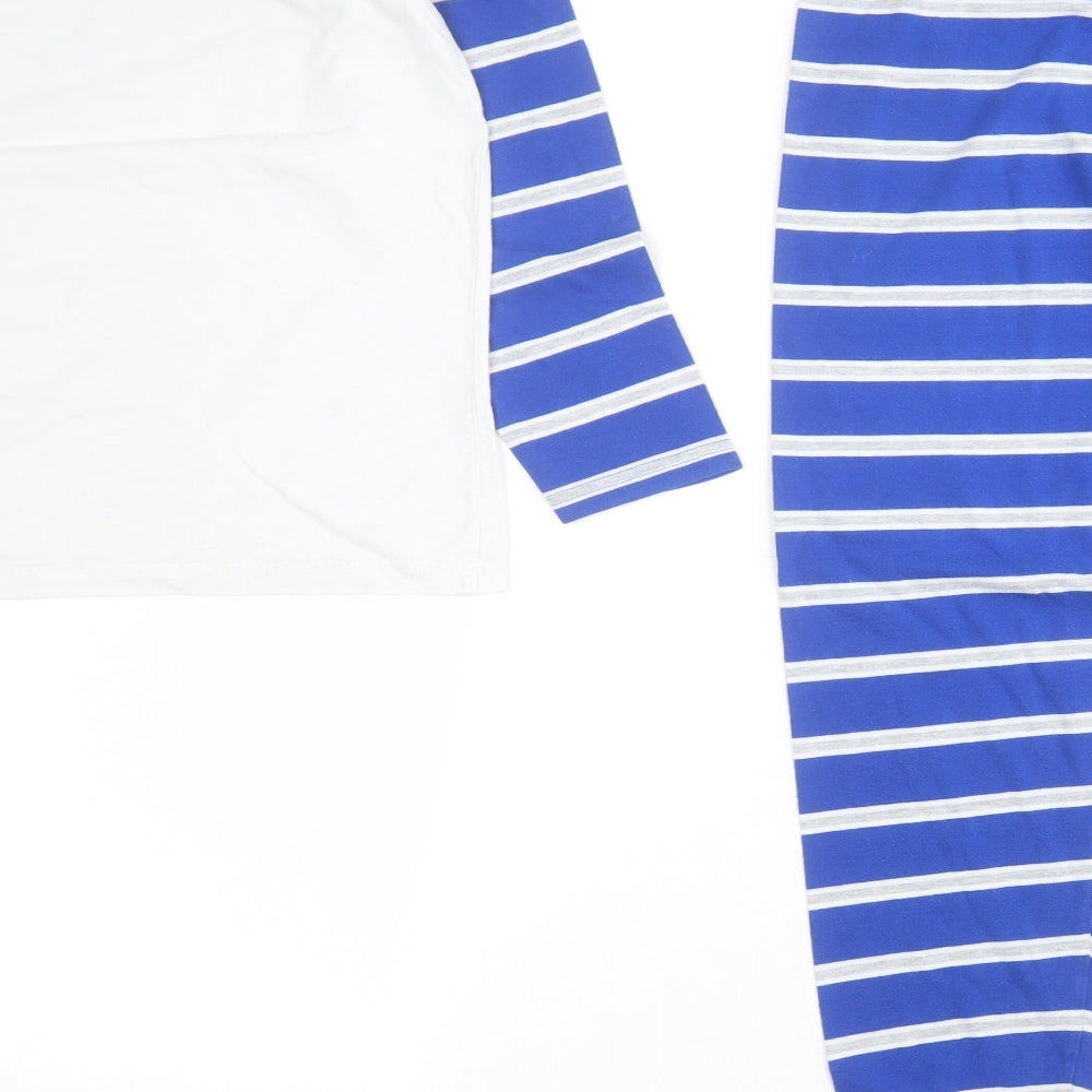 Marks and Spencer Boys Blue Striped Cotton  Pyjama Set Size 10-11 Years  Pullover - Ravenclaw