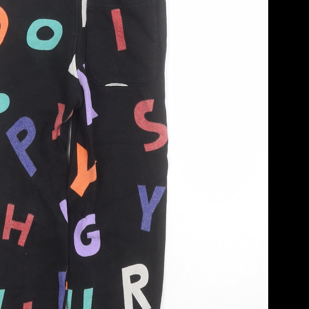 Primark Boys Black  100% Cotton Jegging Trousers Size 4-5 Years  Regular Drawstring - Alphabet