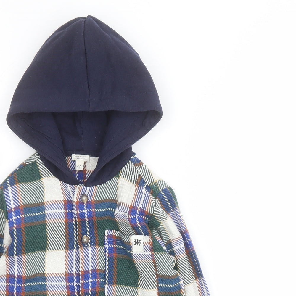 River Island Boys Multicoloured Plaid  Shirt Jacket Coat Size 4-5 Years  Button