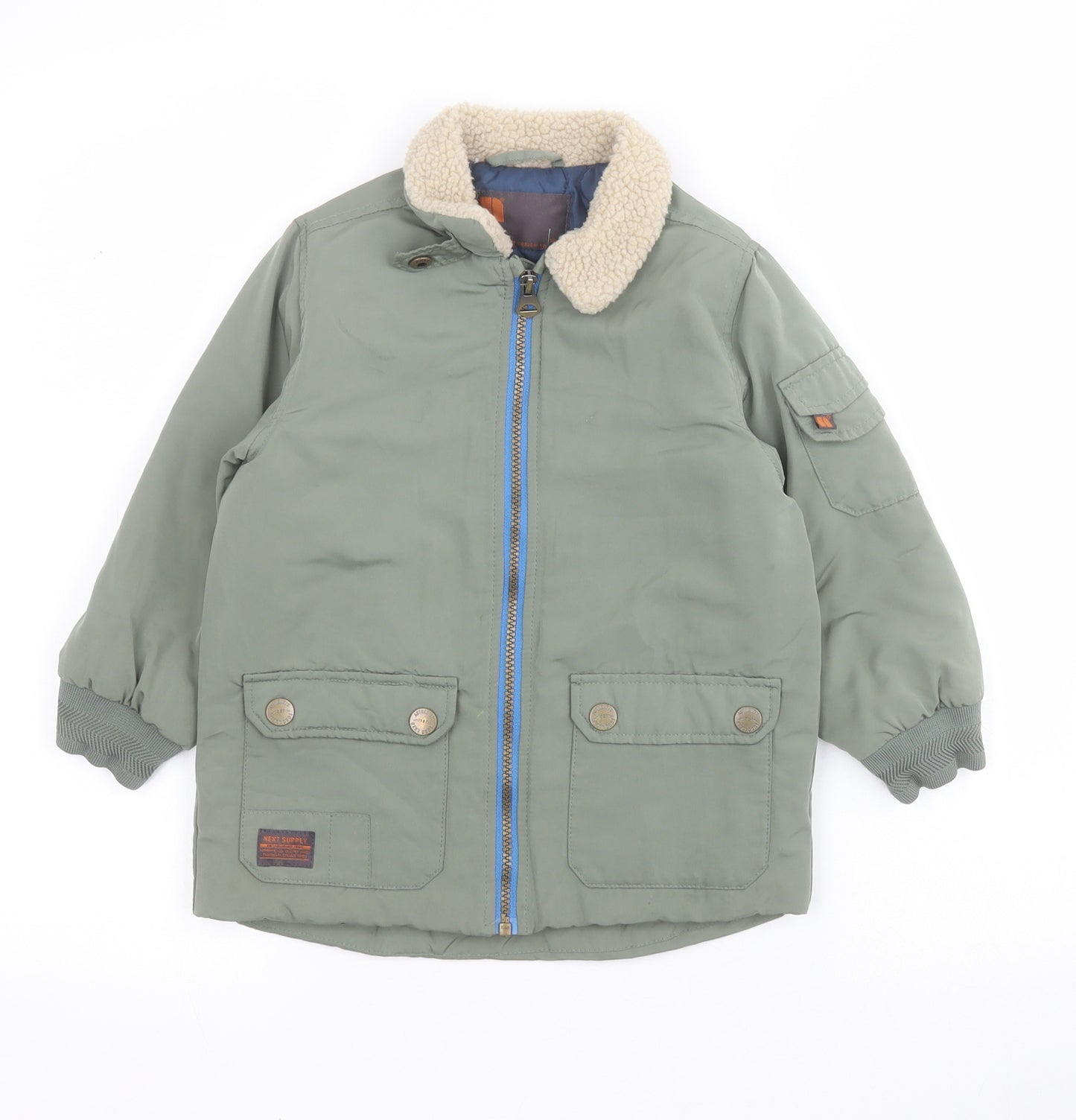 NEXT Boys Green   Pea Coat Coat Size 3-4 Years  Zip
