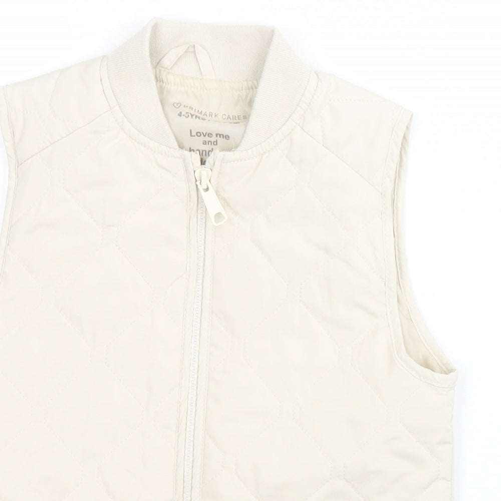 Primark Boys Beige   Gilet Coat Size 4-5 Years  Zip