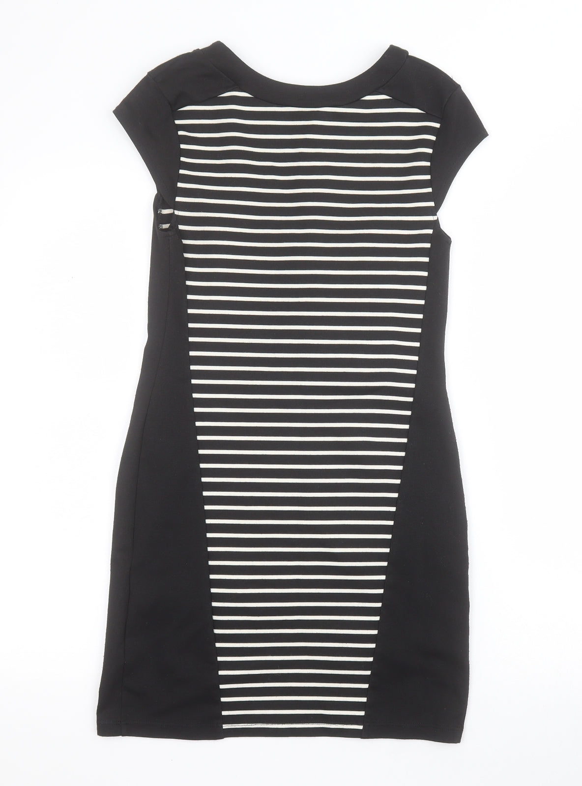 Dorothy Perkins Womens Black Striped Polyester Bodycon  Size 6  Round Neck Pullover