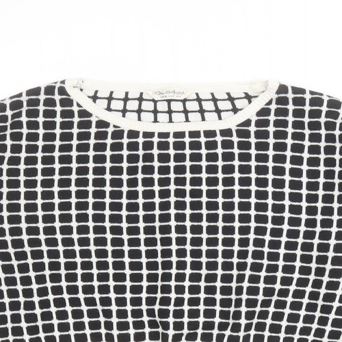 Miss Selfridge Womens Black Round Neck Geometric Acrylic Pullover Jumper Size 8   - Cropped