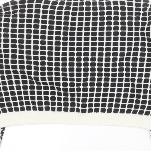 Miss Selfridge Womens Black Round Neck Geometric Acrylic Pullover Jumper Size 8   - Cropped