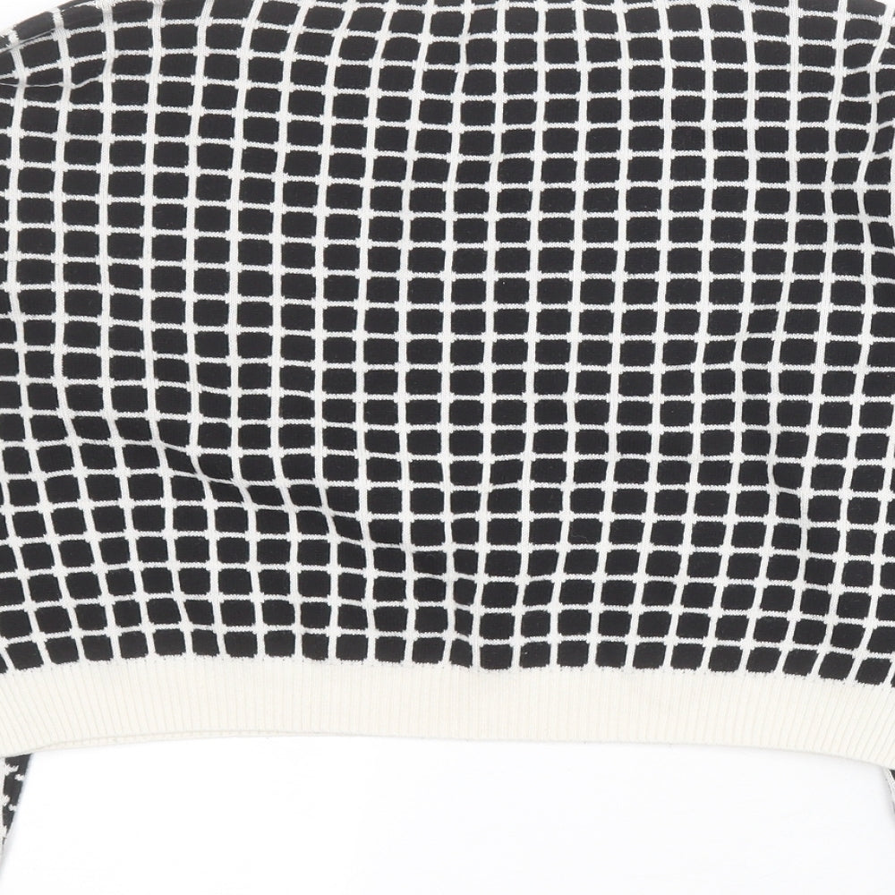 Miss Selfridge Womens Black Round Neck Geometric Acrylic Pullover Jumper Size 8   - Cropped