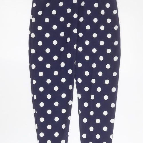 PRETTYLITTLETHING Womens Blue Polka Dot Polyester Cropped Trousers Size 6 L22 in Regular