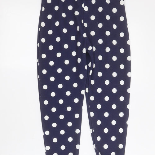 PRETTYLITTLETHING Womens Blue Polka Dot Polyester Cropped Trousers Size 6 L22 in Regular