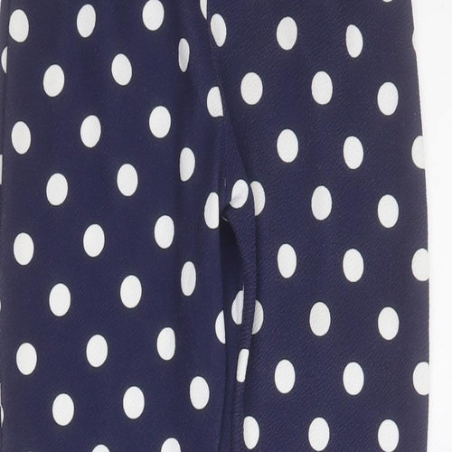 PRETTYLITTLETHING Womens Blue Polka Dot Polyester Cropped Trousers Size 6 L22 in Regular