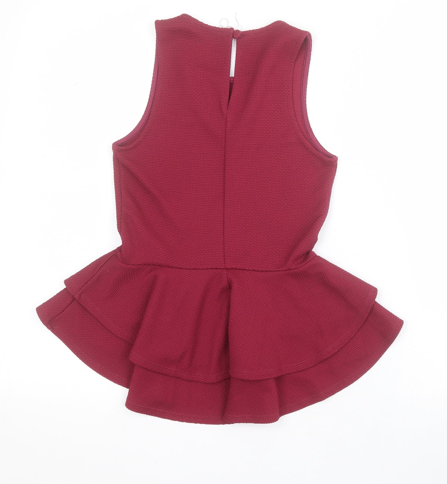 Miss Selfridge Womens Red  Polyester Basic Blouse Size 4 Round Neck - Peplum