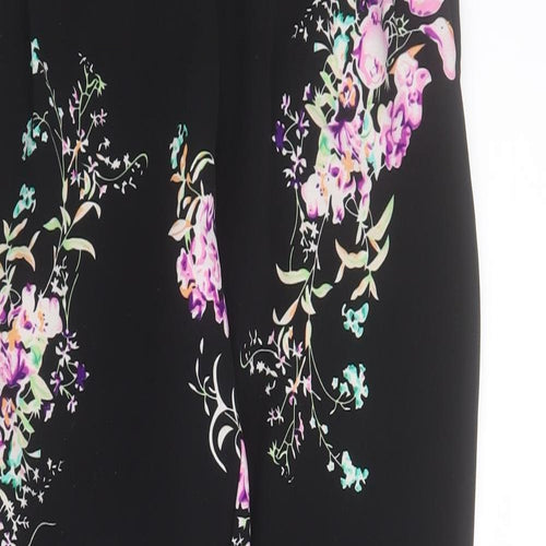 Missguided Womens Black Floral Polyester Carrot Trousers Size 6 L28 in Regular Zip