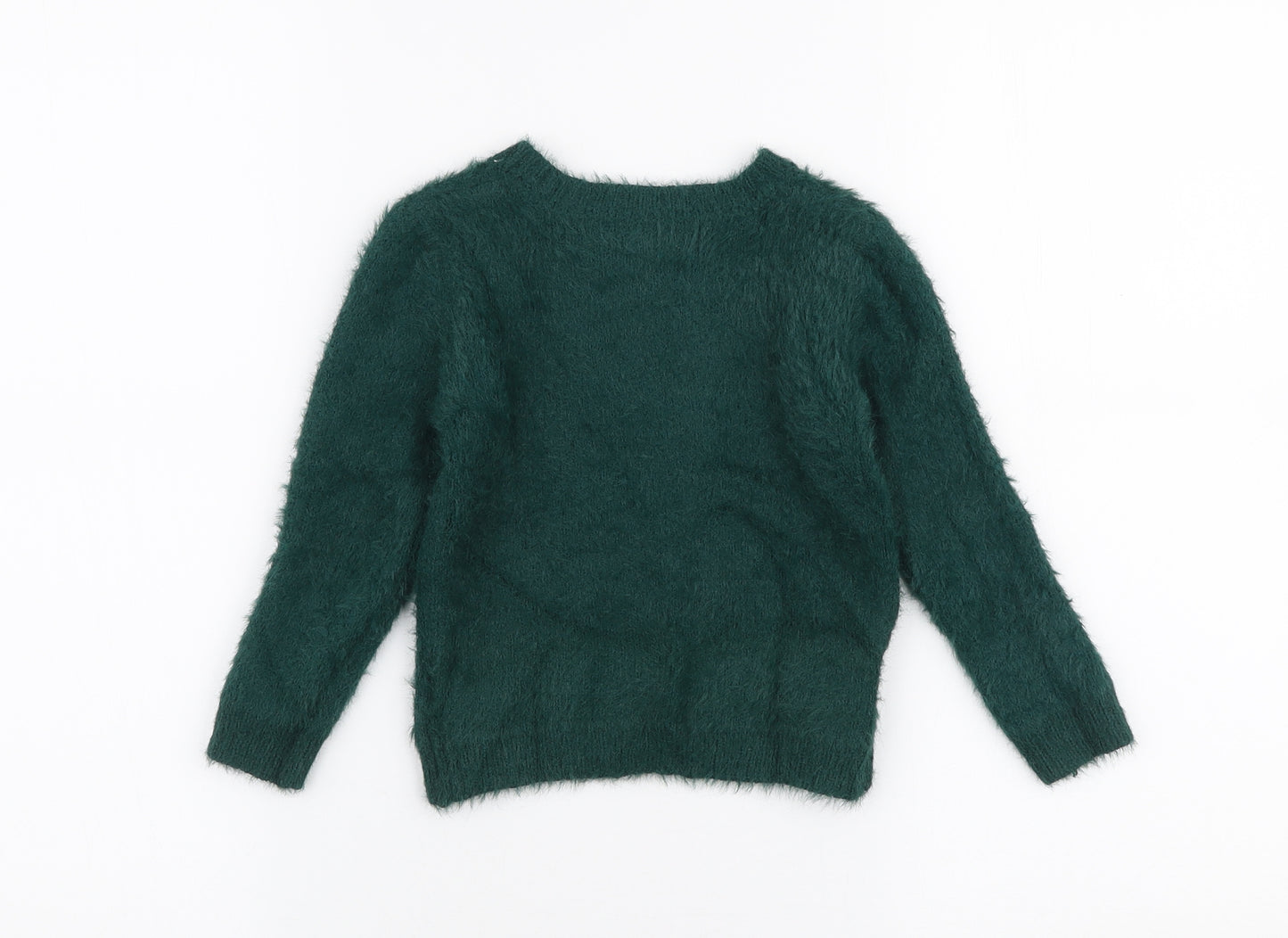 Primark Girls Green Round Neck  Polyamide Pullover Jumper Size 3-4 Years  Pullover - Heart