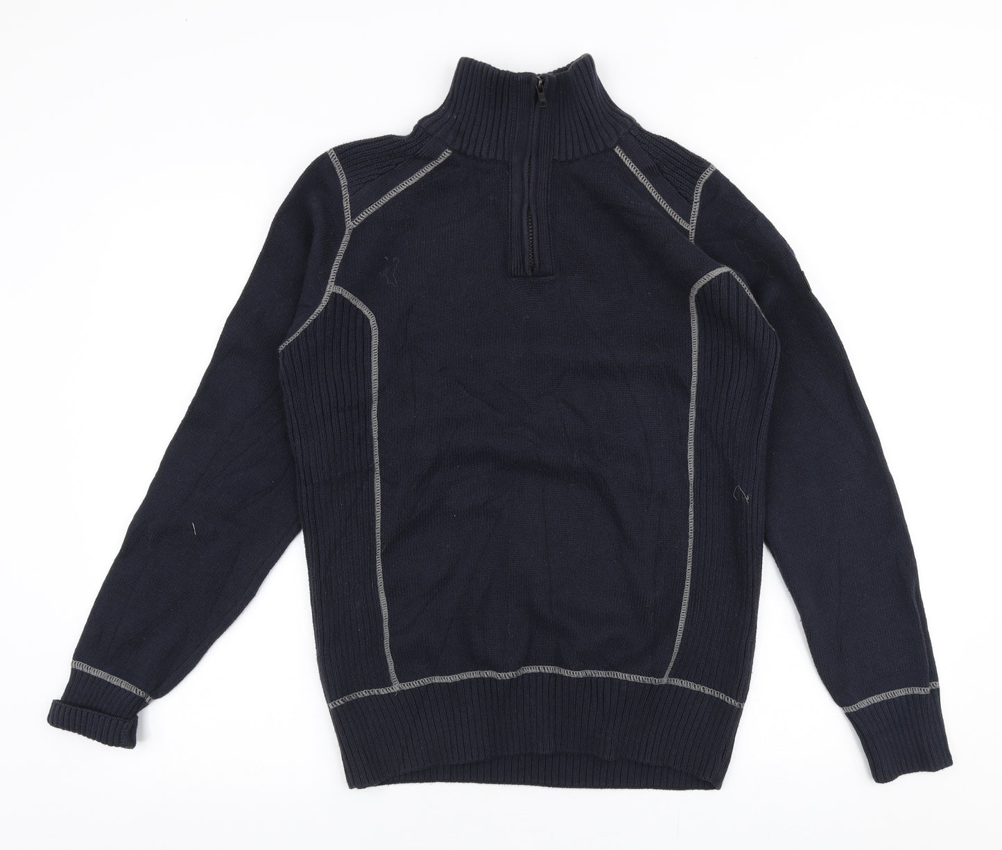 NEXT Mens Blue High Neck  Cotton Pullover Jumper Size S