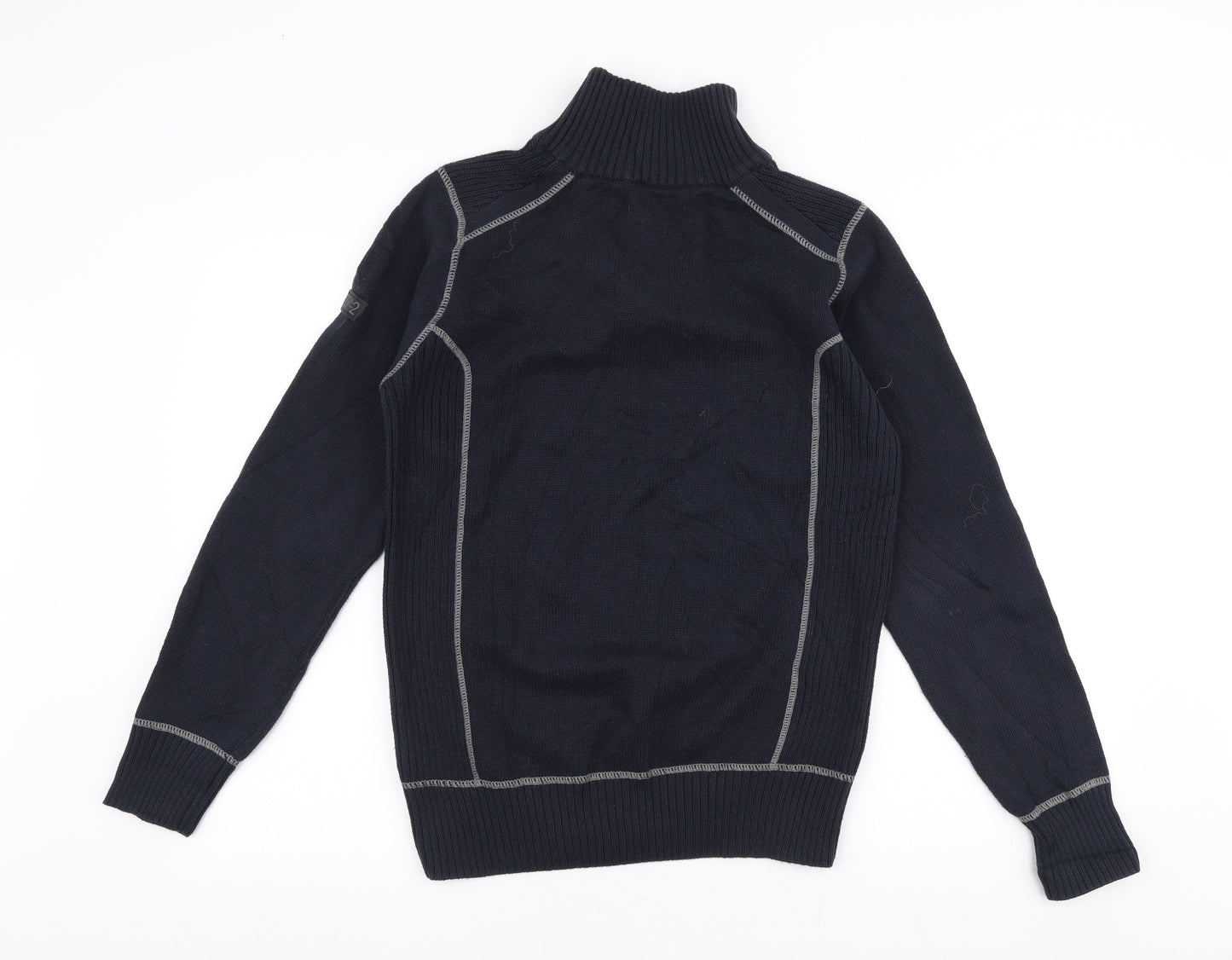 NEXT Mens Blue High Neck  Cotton Pullover Jumper Size S