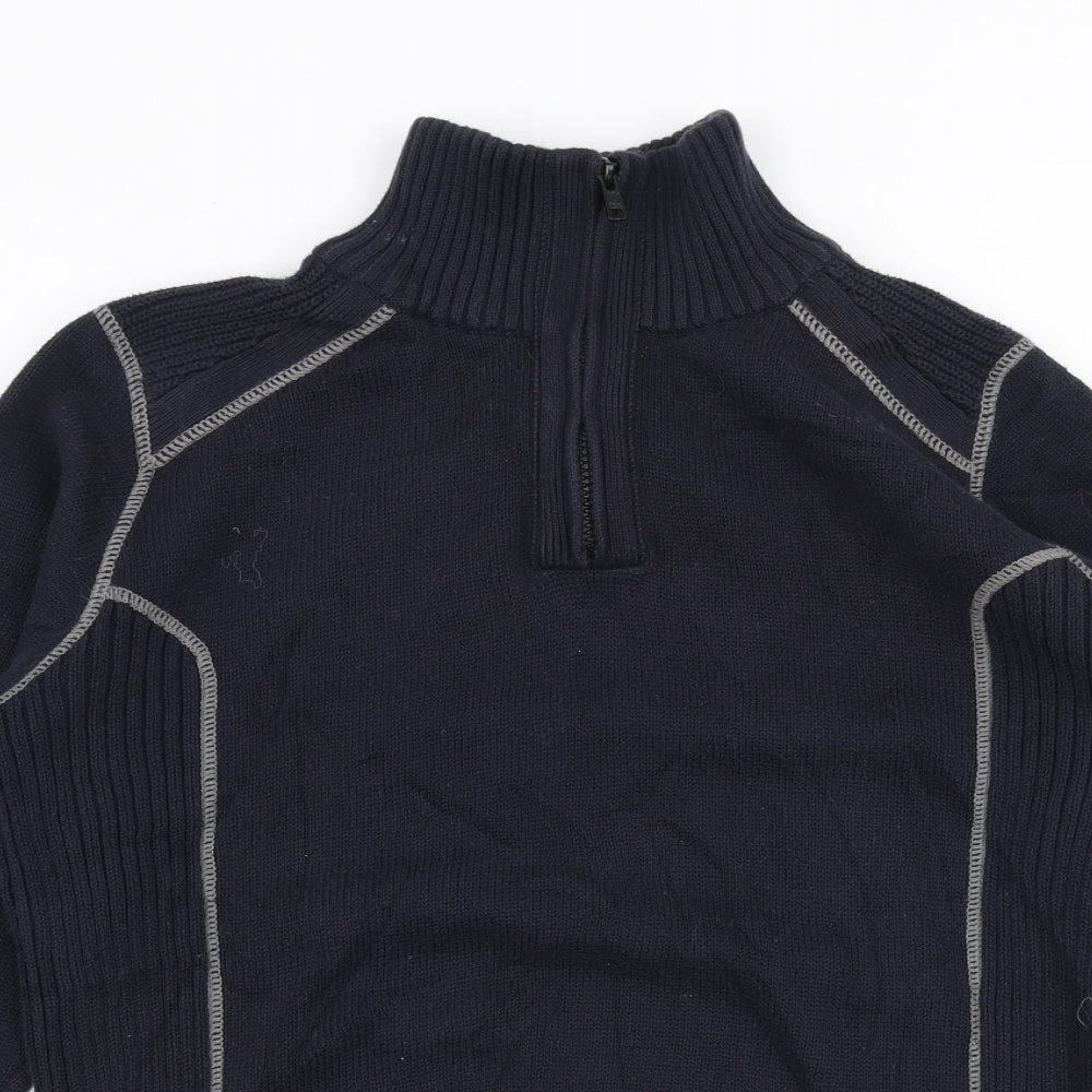 NEXT Mens Blue High Neck  Cotton Pullover Jumper Size S