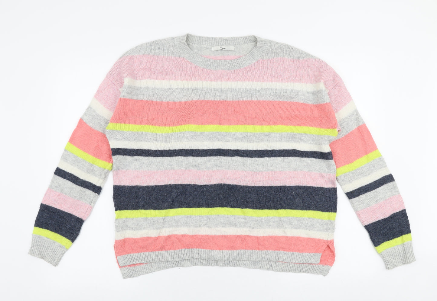 George Womens Multicoloured Round Neck Striped Acrylic Pullover Jumper Size 12