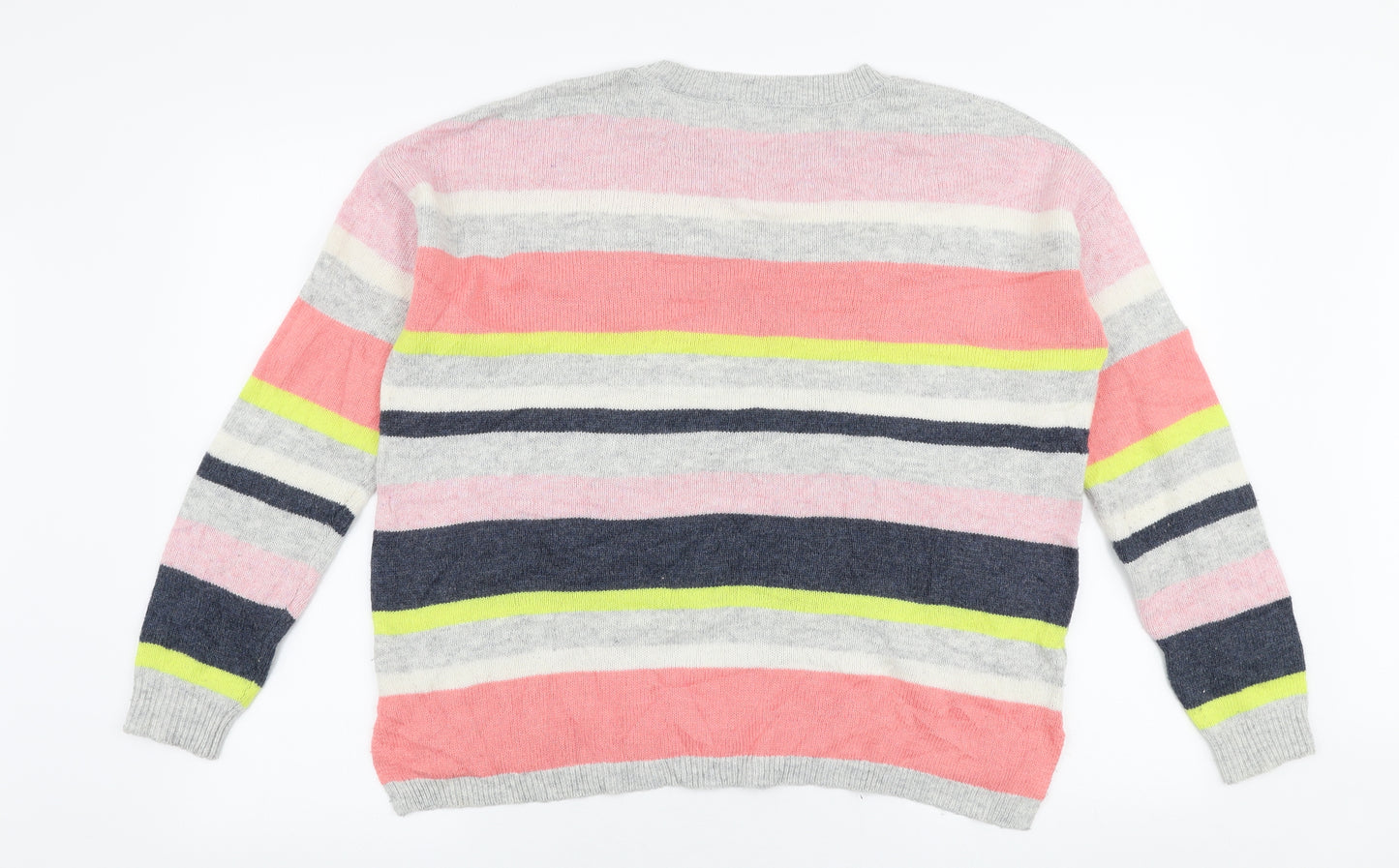 George Womens Multicoloured Round Neck Striped Acrylic Pullover Jumper Size 12