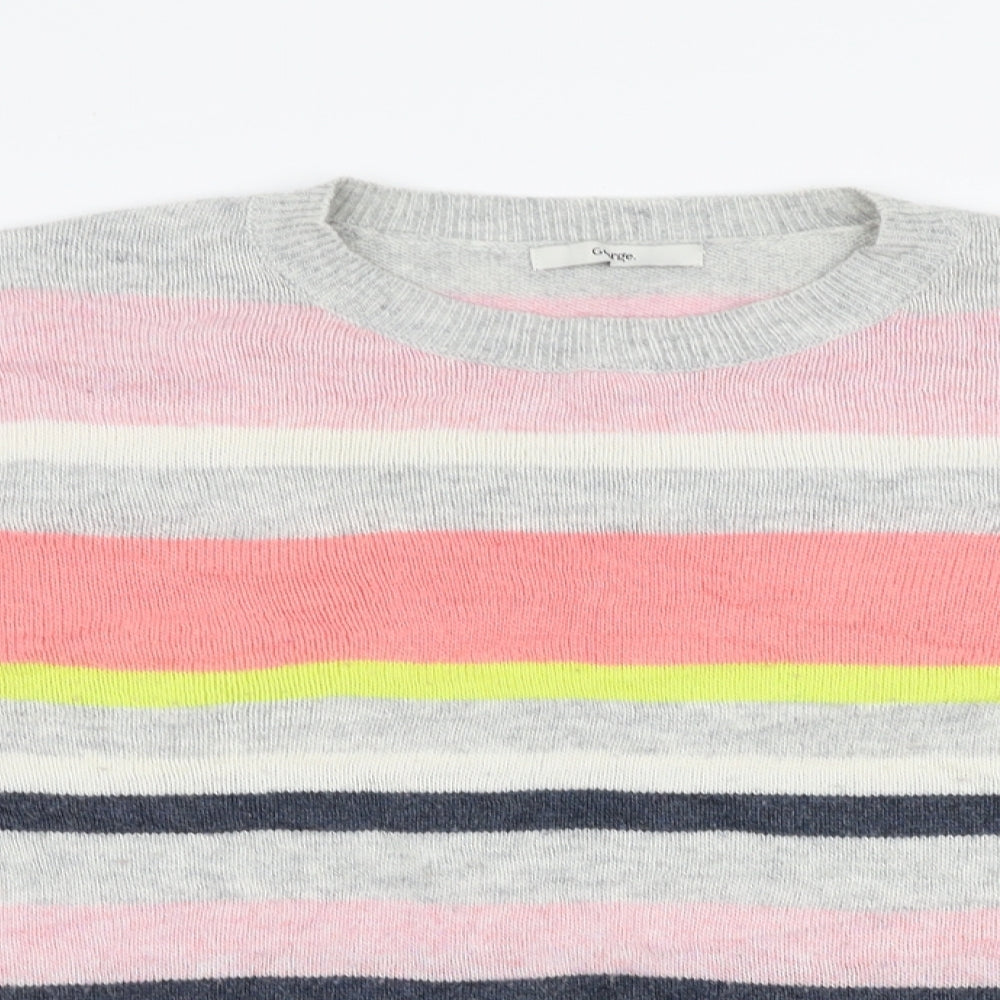 George Womens Multicoloured Round Neck Striped Acrylic Pullover Jumper Size 12