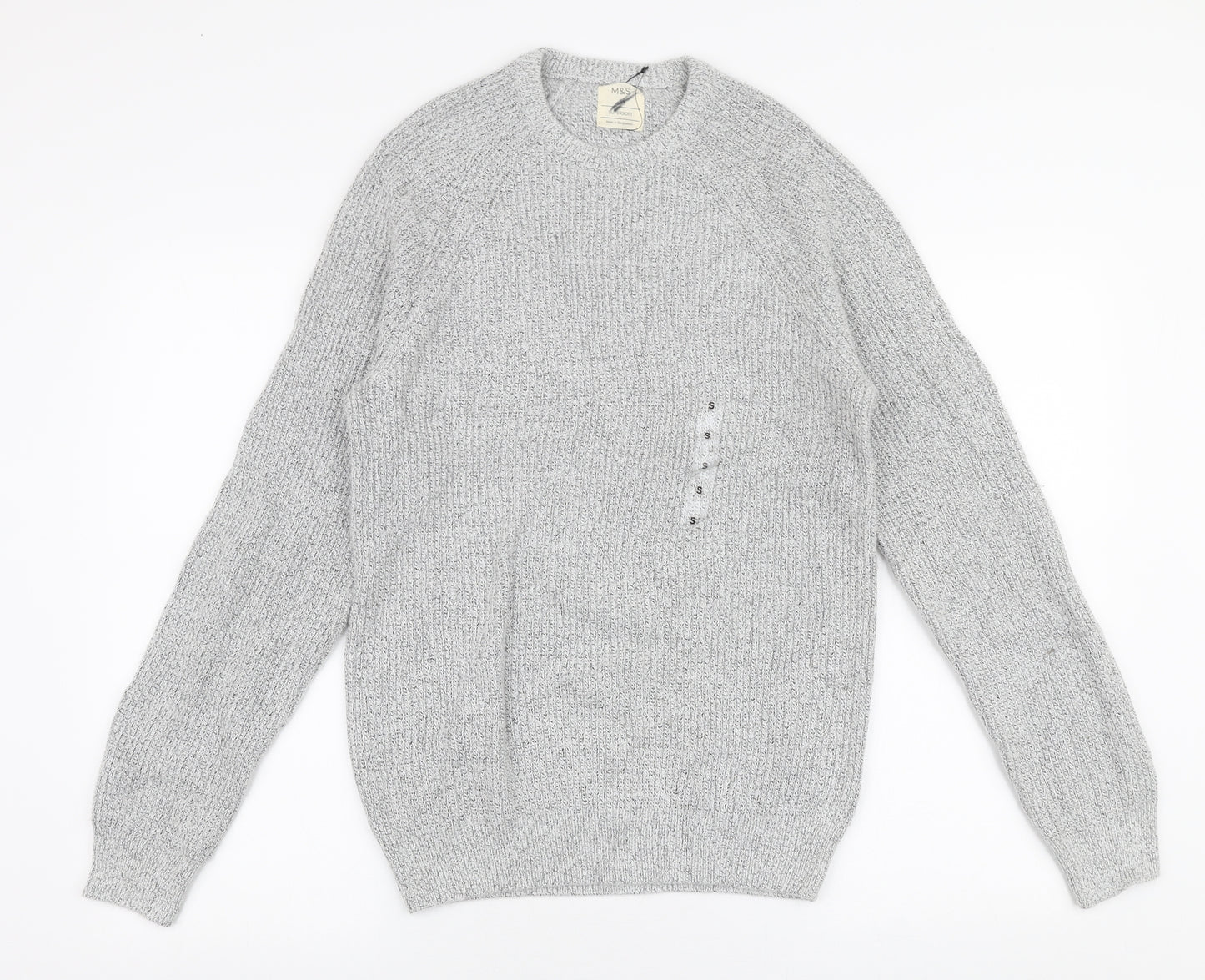 Marks and Spencer Mens Grey Round Neck  Polyamide Pullover Jumper Size S