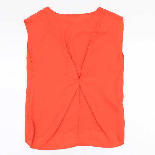 Oasis Womens Red  Polyester Basic Blouse Size 8 Round Neck