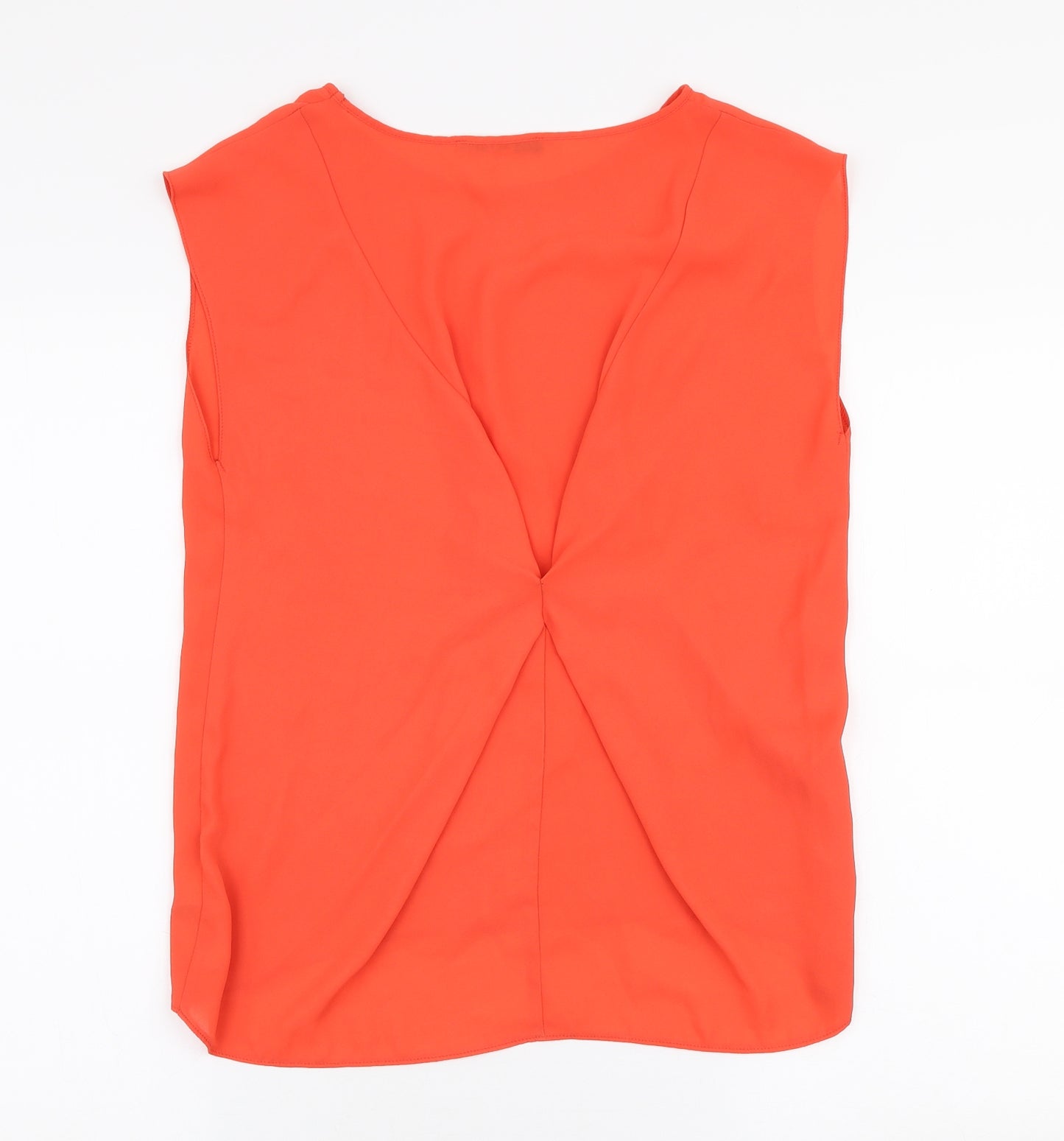 Oasis Womens Red  Polyester Basic Blouse Size 8 Round Neck