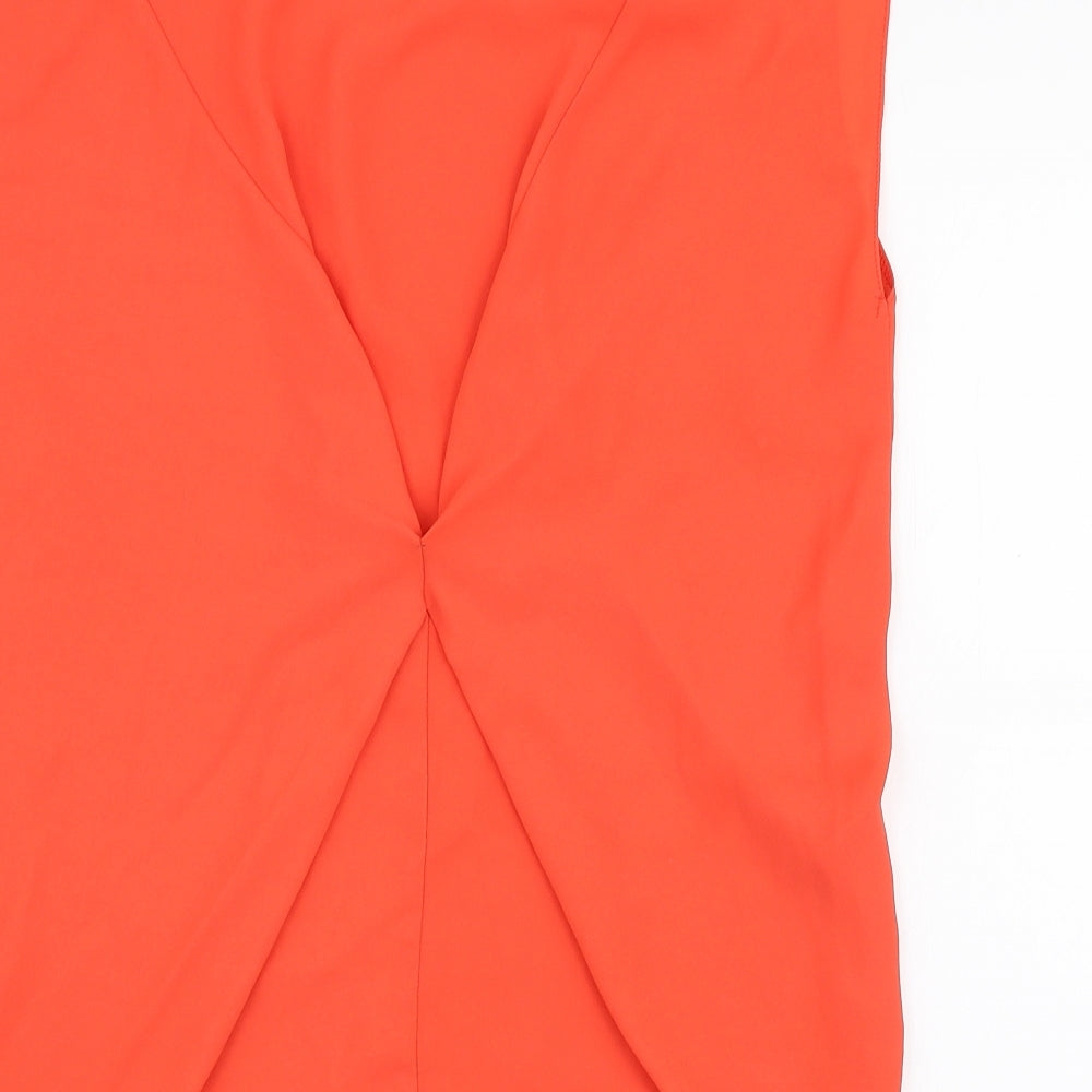 Oasis Womens Red  Polyester Basic Blouse Size 8 Round Neck