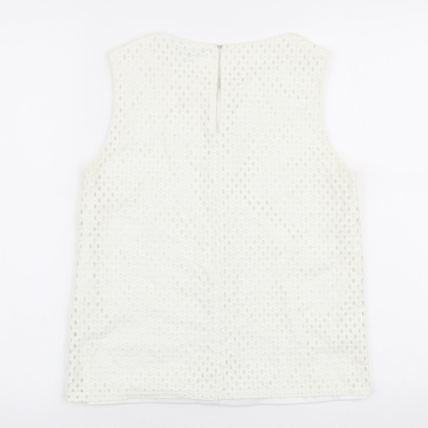 Warehouse Womens White  Nylon Basic Blouse Size 10 Round Neck