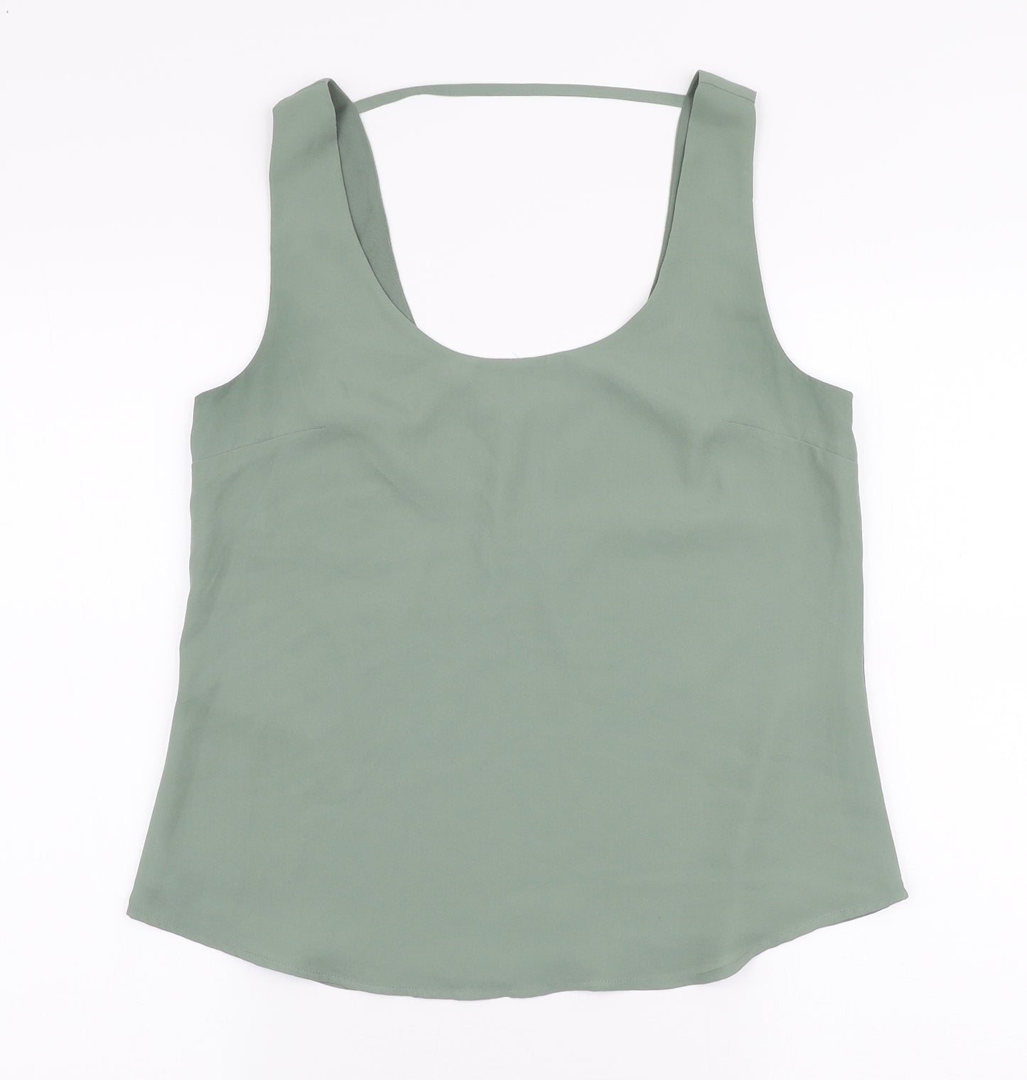 Oasis Womens Green  Polyester Basic Blouse Size 10 Round Neck