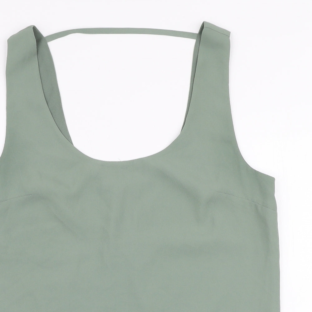 Oasis Womens Green  Polyester Basic Blouse Size 10 Round Neck