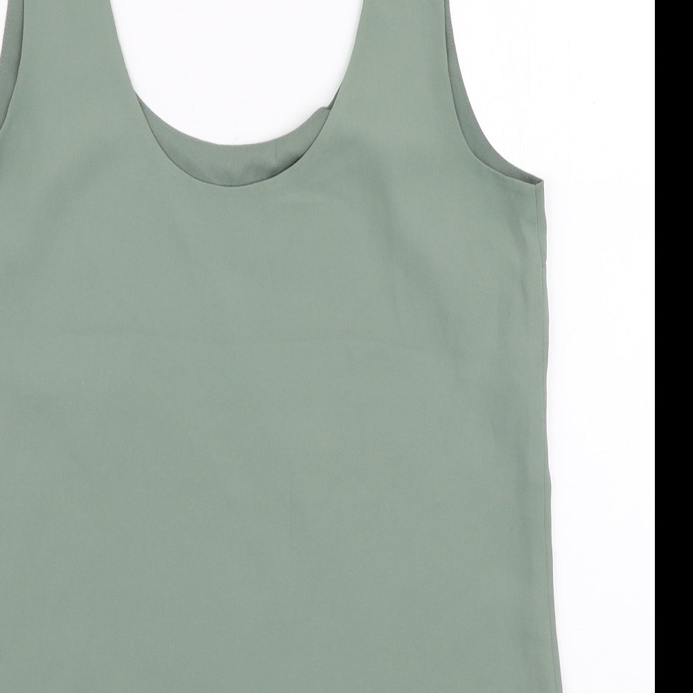 Oasis Womens Green  Polyester Basic Blouse Size 10 Round Neck
