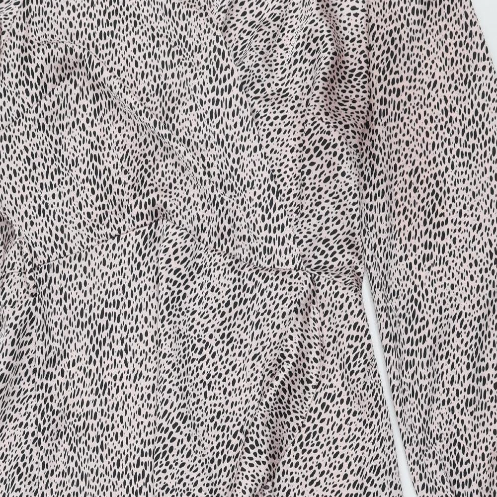 Quiz Womens Pink Animal Print Polyester Trapeze & Swing  Size 16  V-Neck Zip