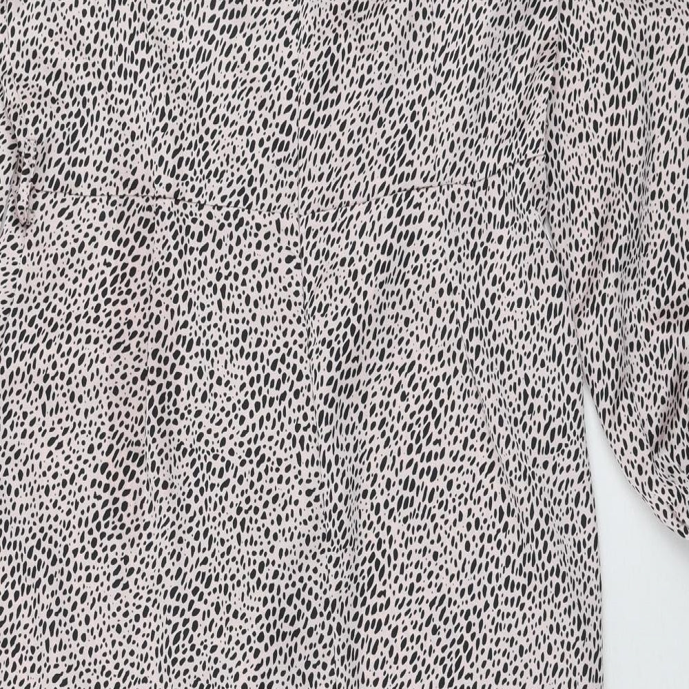 Quiz Womens Pink Animal Print Polyester Trapeze & Swing  Size 16  V-Neck Zip