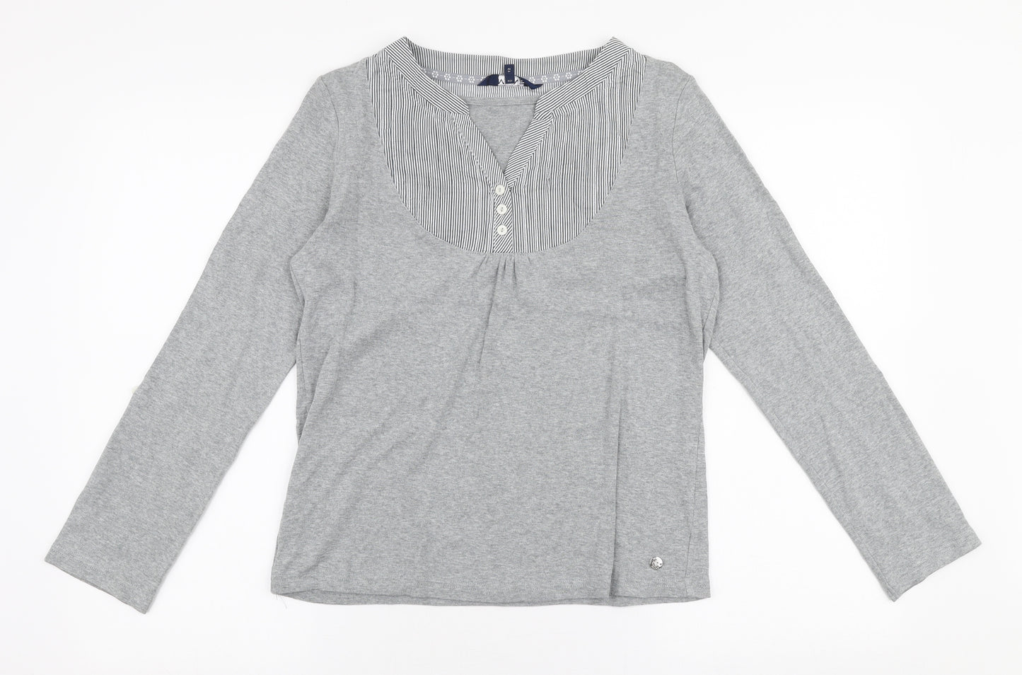 Maine Womens Grey  Polyester Jersey Blouse Size 12 V-Neck