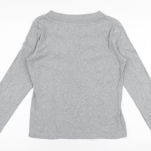 Maine Womens Grey  Polyester Jersey Blouse Size 12 V-Neck