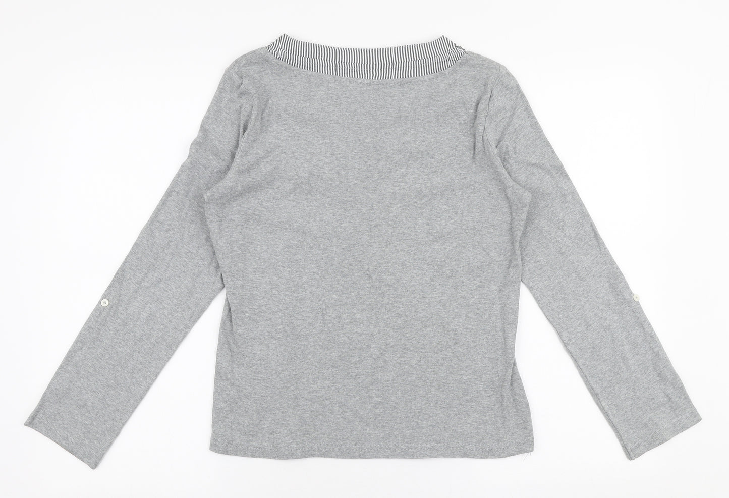 Maine Womens Grey  Polyester Jersey Blouse Size 12 V-Neck