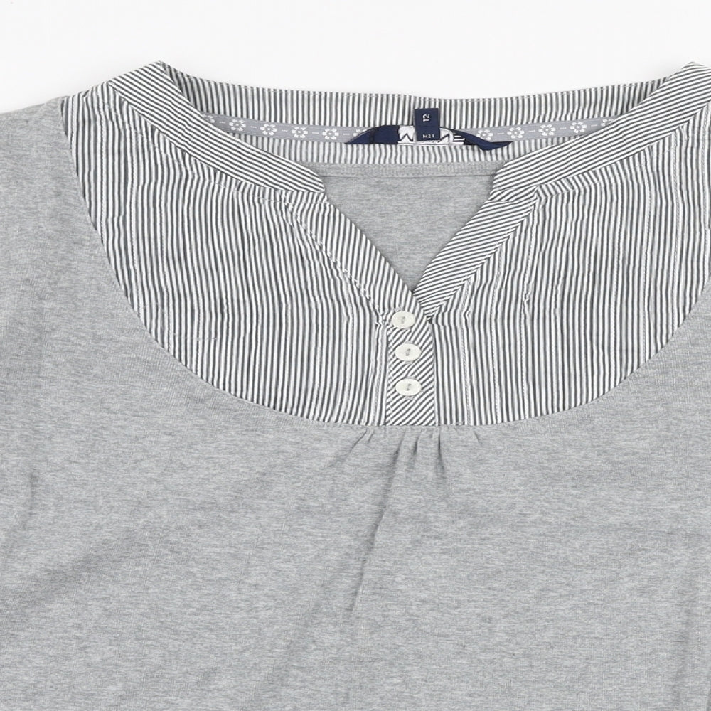 Maine Womens Grey  Polyester Jersey Blouse Size 12 V-Neck