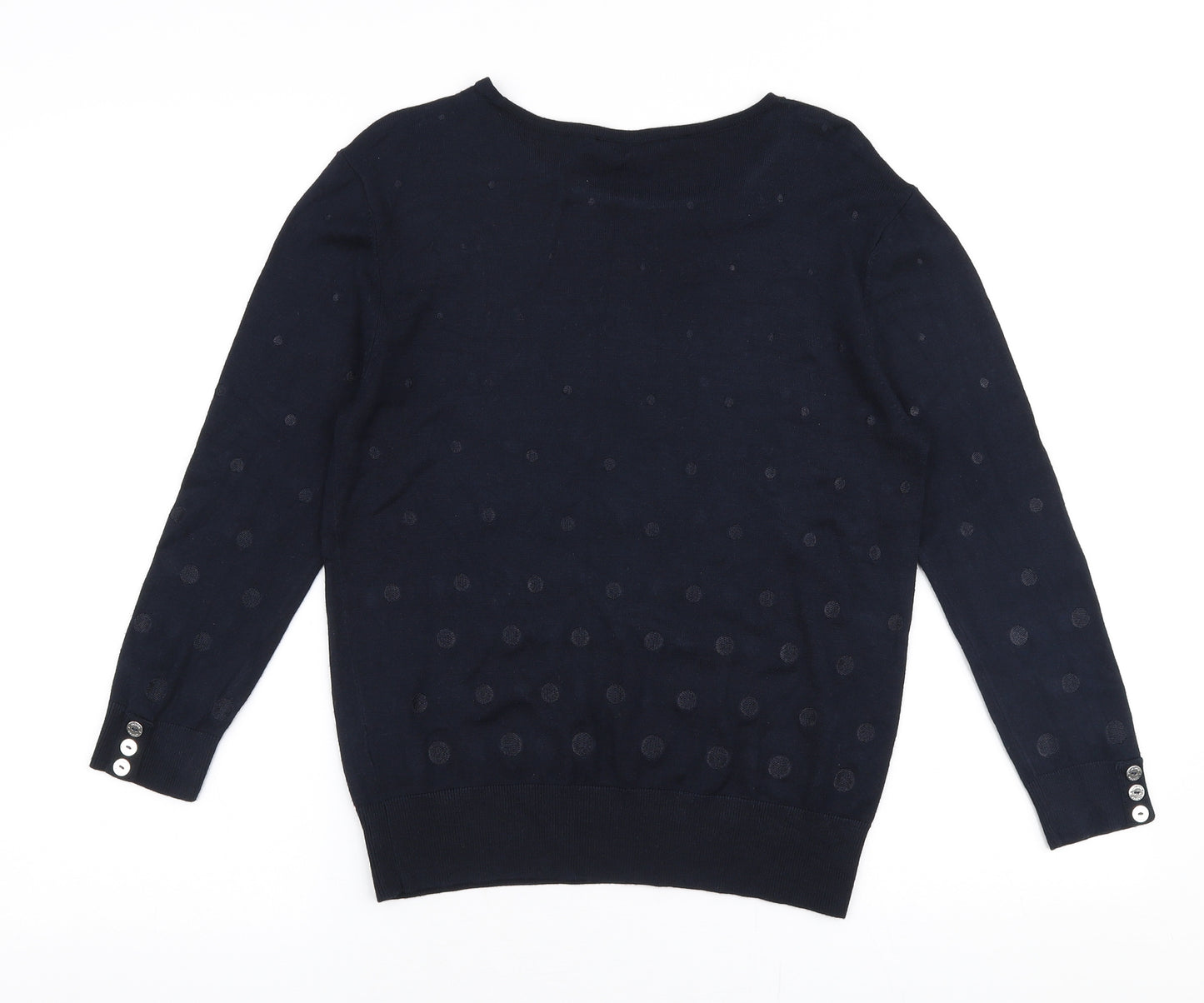 Jasper Conran Womens Blue Boat Neck Polka Dot Polyester Pullover Jumper Size 12