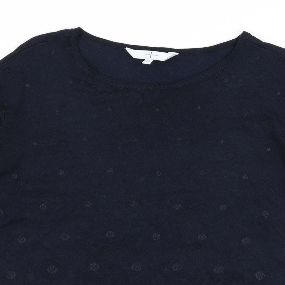Jasper Conran Womens Blue Boat Neck Polka Dot Polyester Pullover Jumper Size 12