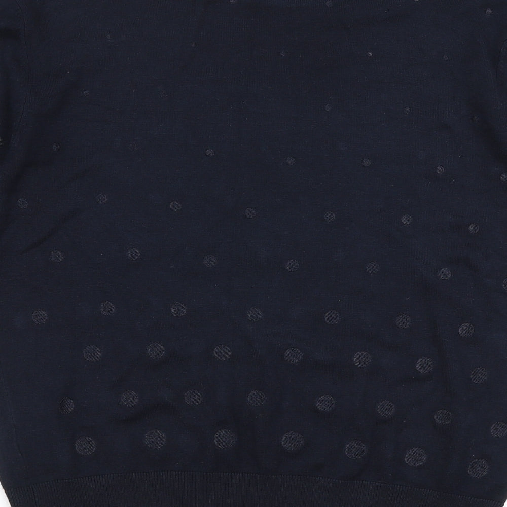 Jasper Conran Womens Blue Boat Neck Polka Dot Polyester Pullover Jumper Size 12
