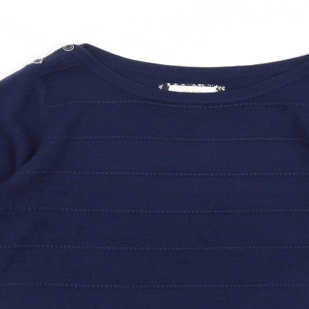 Maine Womens Blue Round Neck  Acrylic Pullover Jumper Size 10
