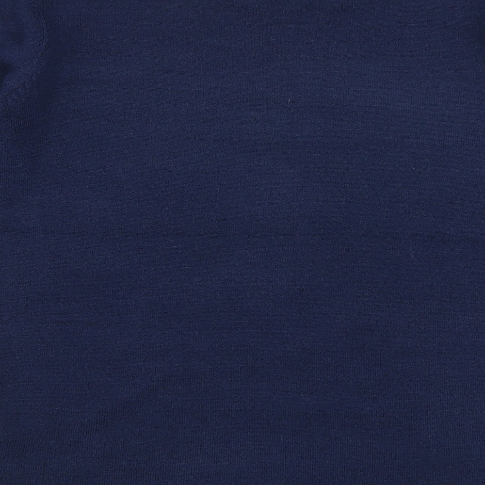 Maine Womens Blue Round Neck  Acrylic Pullover Jumper Size 10