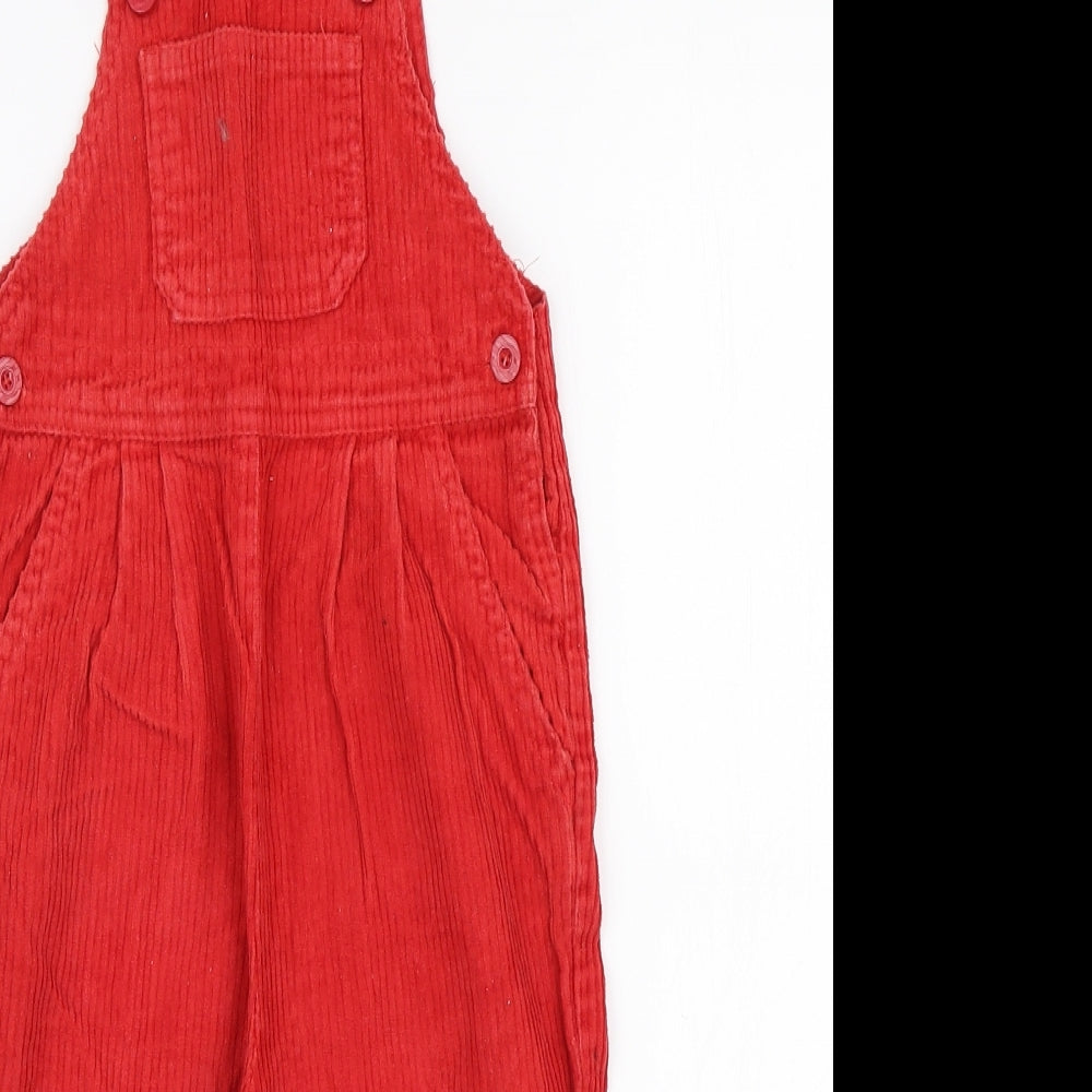Ladybird Girls Red  100% Cotton Dungaree One-Piece Size 18-24 Months  Button