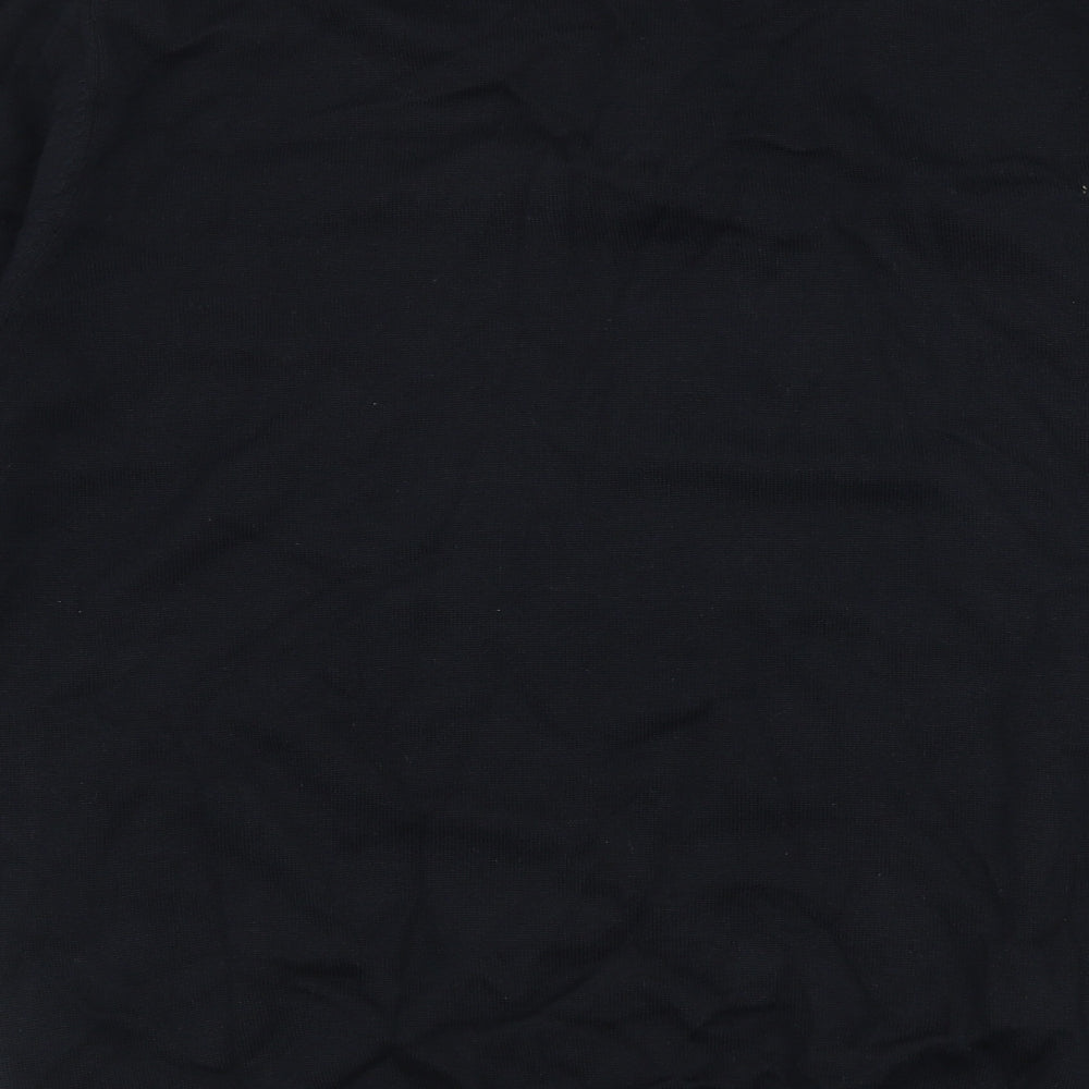 George Mens Black Striped Cotton  Polo Size L Collared Button