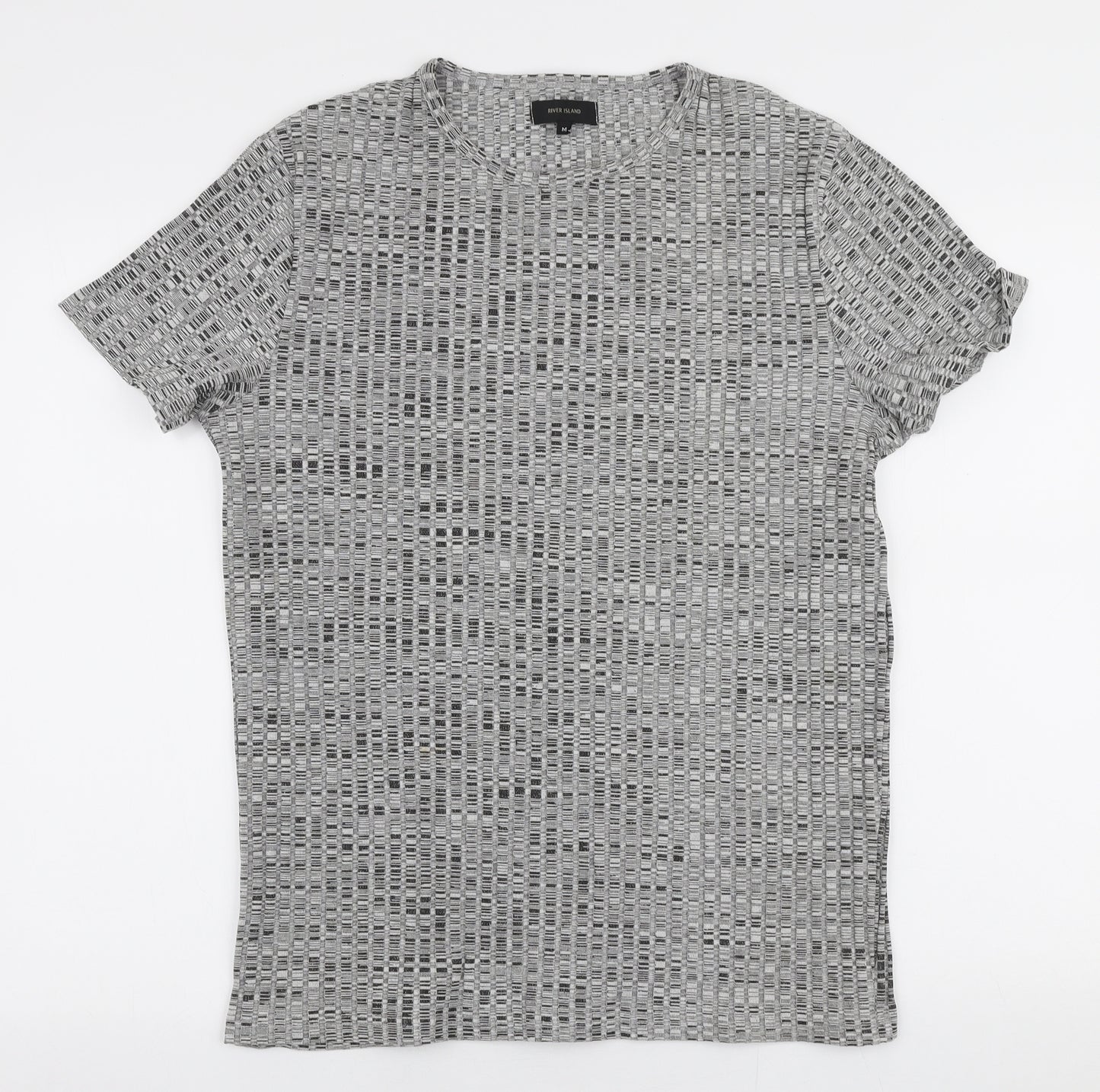 River Island Mens Grey  Polyester  T-Shirt Size M Round Neck