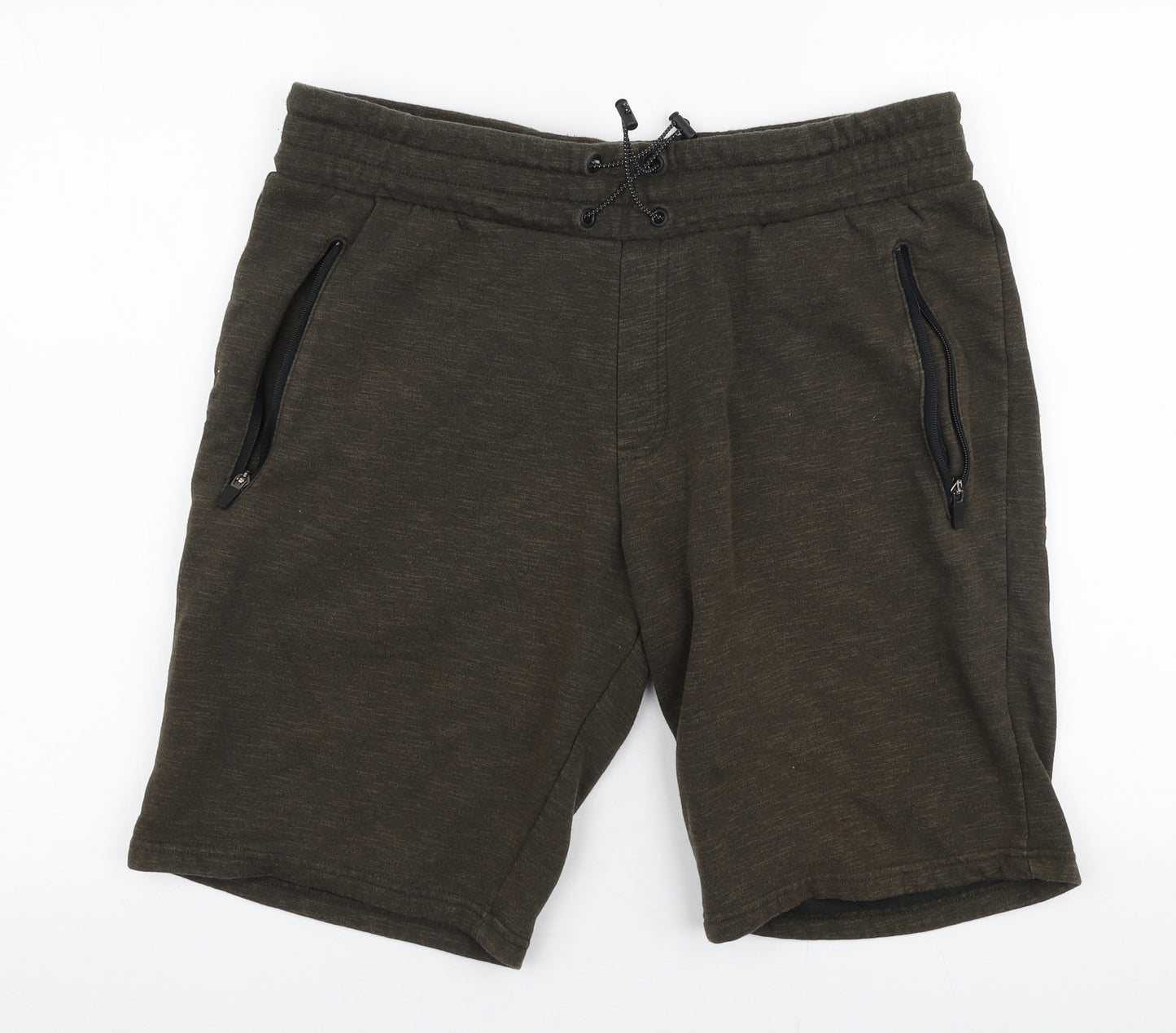 F&F Mens Green  Polyester Sweat Shorts Size L L10 in Regular Drawstring