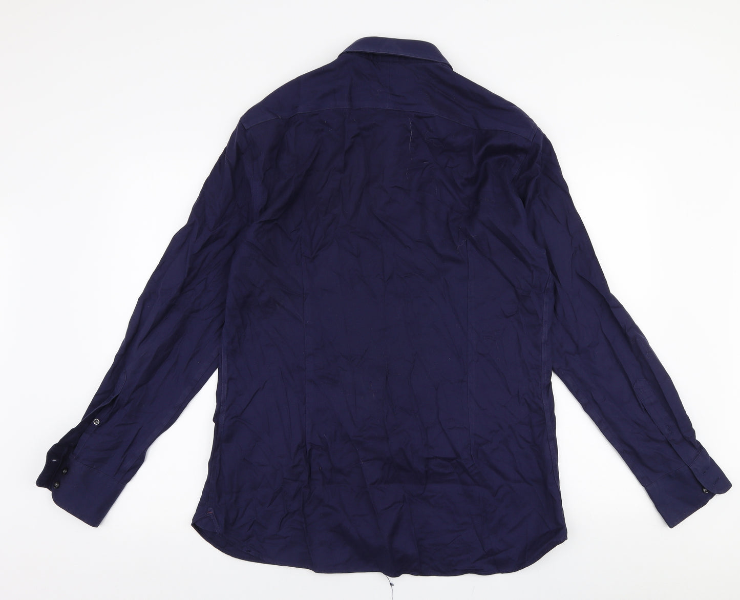 Marks and Spencer Mens Blue  Polyester  Dress Shirt Size 16.5 Collared Button