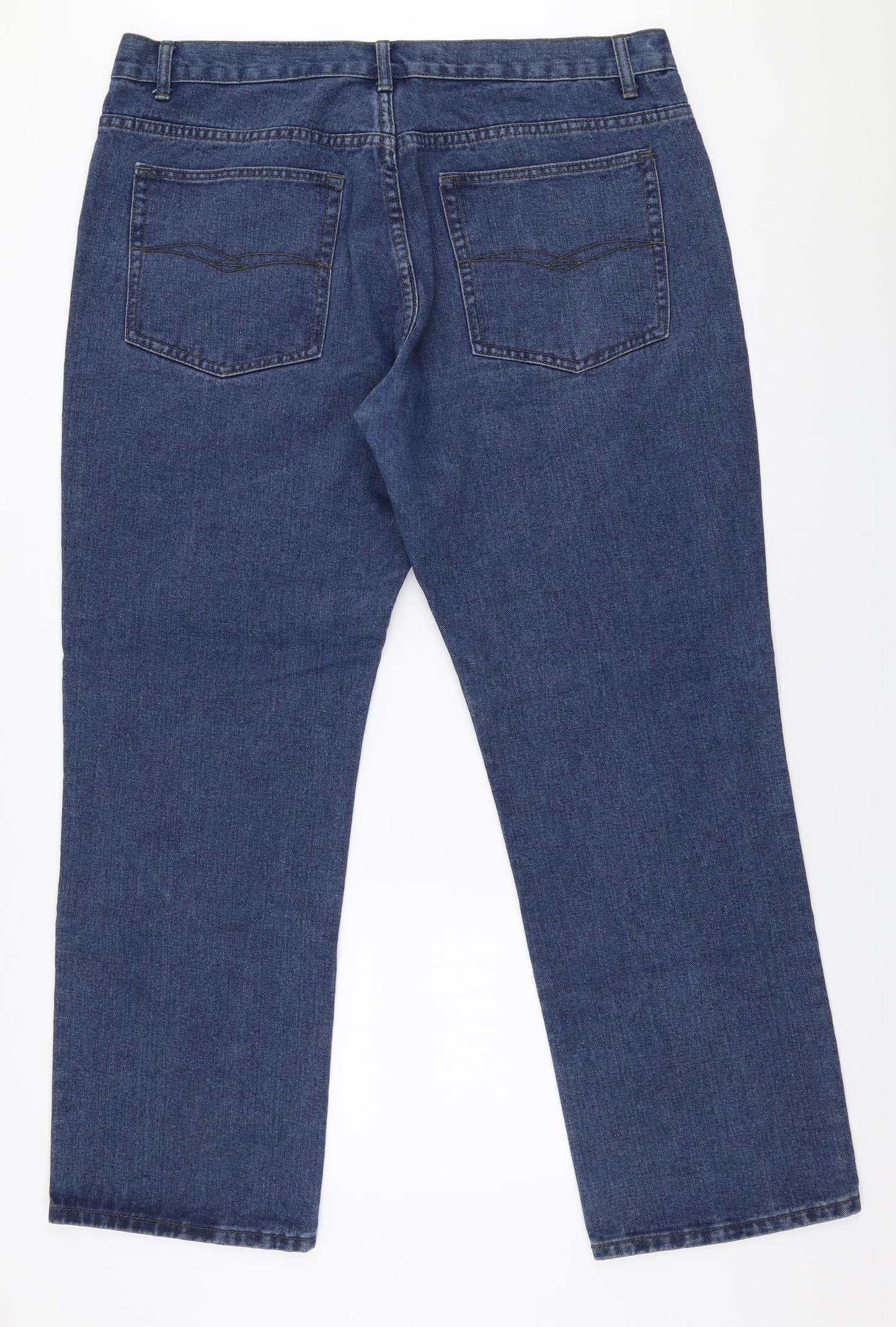 Dunnes Stores Mens Blue  Cotton Straight Jeans Size 42 in L32 in Regular Zip
