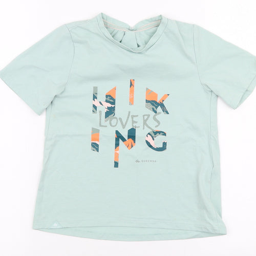 DECATHLON Girls Blue  Polyester Jersey T-Shirt Size 7-8 Years Round Neck Pullover - Hiking